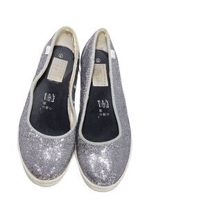 Converse All Star Silver Metallic Glittery Flats, Size 7